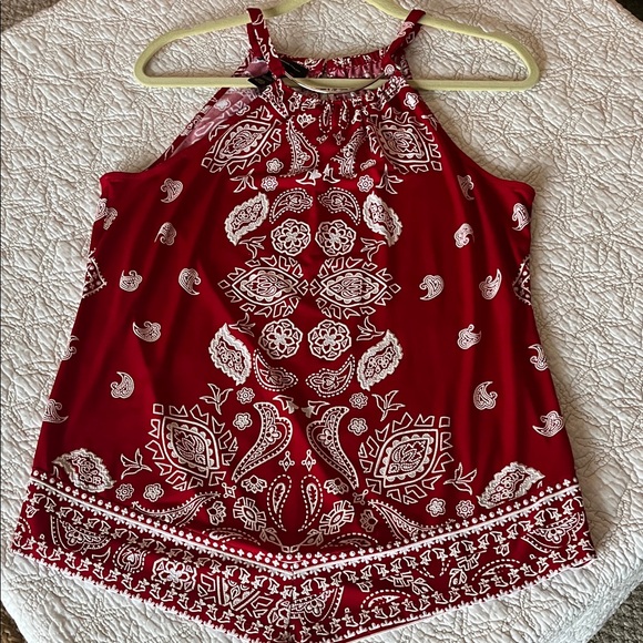 INC International Concepts Tops - INC International Concepts Red Paisley Halter Tank Top